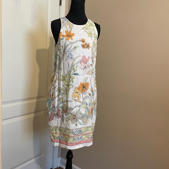 Tommy Bahama Dress Women’s XS Rumba Linen Pastel Floral Tropic Shift Midi Boho - Picture 2 of 9